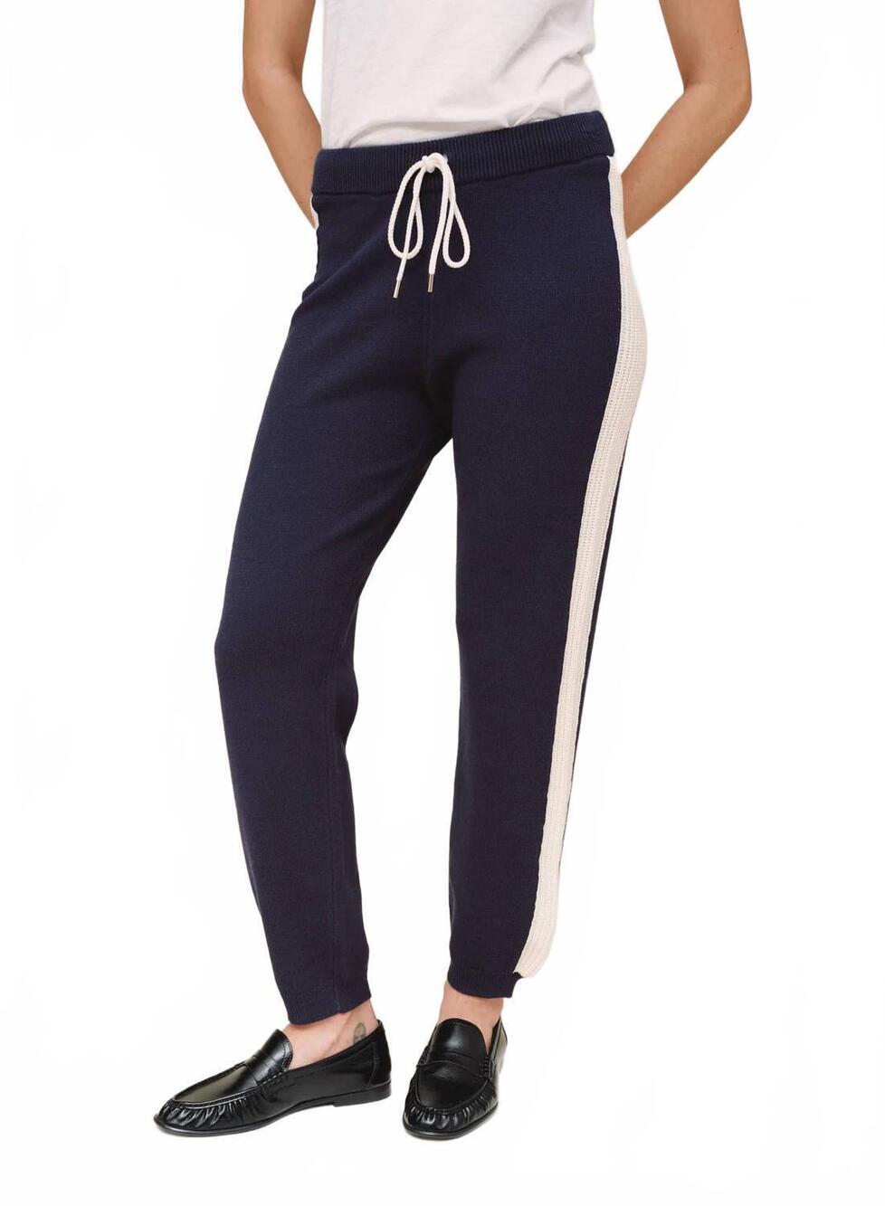NEW BELLA DAHL contrast stripe knit jogger in midnight frost